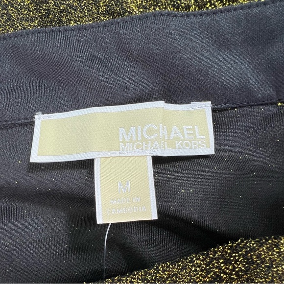 Michael Michael Kors NWT Asymmetrical Hemline Mini Skirt in Black & Gold Size:M - Picture 8 of 15